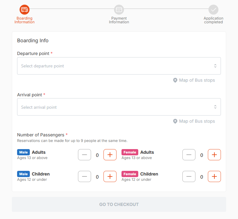 Japan bus ticket booking step 4: Enter traveler information
