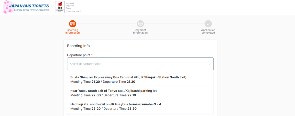 Japan bus ticket